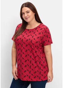 Große Größen Shirt aus Jersey, mit Alloverdruck Gr. 48 rot bedruckt von sheego für Damen