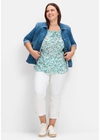 Große Größen 7/8-Jeans mit Schlupfbund und Knöpfen am Saum Gr. 48 weiß von sheego für Damen