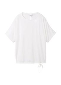 Tom Tailor Damen T-Shirt mit Rundhalsausschnitt, weiß, Uni, Gr. XL