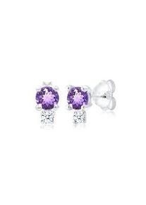 Paar Ohrstecker Elli DIAMONDS "Amethyst Edelstein Diamant (0.06 ct.) 925er Silber" Ohrringe Gr. OneSize, 0.012 ct P1 = bei 10-facher Vergrößerung erkennbare Einschlüsse mit Diamanten, Silber 925 (Sterlingsilber), silberfarben (silber, weiß) Damen