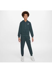 Trainingsanzug Nike Sportswear "CLUB FLEECE BIG KIDS' FULL-ZIP TRACKSUIT" Gr. S (128/134), grün (deep jungle, white) Kinder Sportanzüge