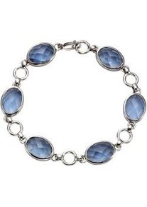 Armband JAMELLI "925 Silber rhodiniert Quarz blau (beh.)" Armbänder Gr. 20,5cm, Silber 925 (Sterlingsilber), silberfarben (silbergrau, blau) Damen