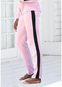 Bench. Loungewear Loungehose mit Seitenstreifen und geradem Bein, Loungeanzug, rosa|schwarz
