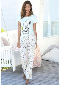 PEANUTS Pyjama (2 tlg) mit Snoopy und Woodstock Druck, blau|grau