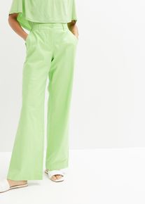 bonprix Webhose aus Leinen-Baumwoll-Mix, gr&uuml;n, Gr.42, Weite Hose mit nachhaltigem Leinen und komfortabler Leibh&ouml;he, aus Leinen