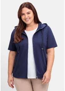 Große Größen Shirtjacke mit Kapuze und Reißverschluss Gr. 42 blau von sheego für Damen