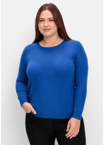 Große Größen Pullover mit gerippten Abschlüssen Gr. 40 blau von sheego für Damen