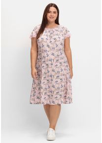 Große Größen Kleid mit Blumenprint und Spitze am Ärmel Gr. 40 rosa geblümt von sheego für Damen