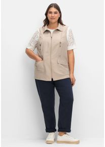 Große Größen Weste aus Microfaser, mit Umlegekragen Gr. 52 beige von sheego für Damen