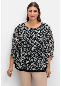 Große Größen Tunika in Layeroptik, mit Blumenprint Gr. 46 schwarz geblümt von sheego für Damen