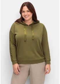 Große Größen Sweatshirt mit Satinbändern und Galonstreifen Gr. 46 grün von sheego für Damen