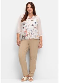 Große Größen Bengalin-Hose mit seitlichem Dehnbund Gr. 50 beige von sheego für Damen