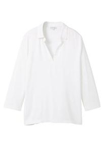 Tom Tailor Damen 3/4 Arm Shirt mit TENCEL(TM) Modal, weiß, Uni, Gr. XL