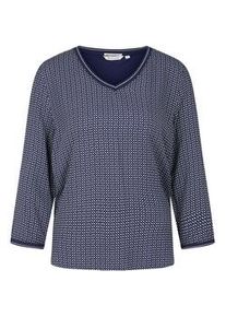 Tom Tailor Damen Langarmshirt mit Allover-Print, blau, Muster, Gr. XL