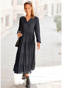Lascana Maxikleid mehrfarbig Gr. 34 für Damen. V-Ausschnitt und Allover-Druck. Figurumspielend