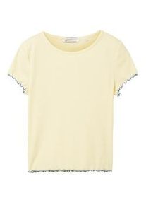 Tom Tailor DENIM Damen Ripp T-Shirt mit Bio-Baumwolle, gelb, Uni, Gr. XL