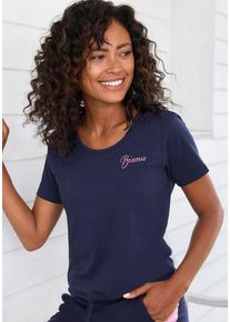 Vivance Kurzarmshirt mehrfarbig Gr. 32/34 für Damen. Rundhals und Stickerei. Lässig Geschnitten. Nachhaltig.