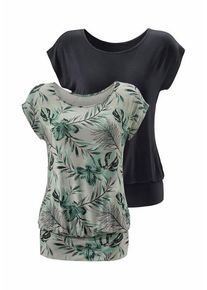 Lascana Longshirt 'mit breitem Bund' mehrfarbig Gr. 32/34 für Damen. Rundhals und Print. Bequem. Nachhaltig.