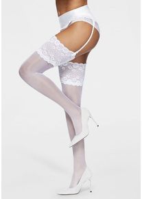 Lascana Strapsstrümpfe weiß Gr. 35/38 für Damen. Mit Spitze. Elastisch