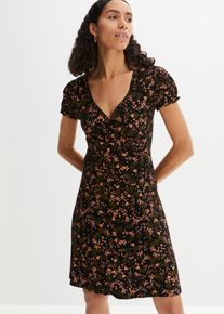 bonprix Jerseykleid aus Viskose-Mix, schwarz, Gr.44/46 (L), Feminines Kleid mit modischem Print, aus Viskose