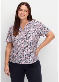 Große Größen Tunika aus Crêpe mit Herzchen-Alloverdruck Gr. 54 beige gemustert bedruckt von sheego für Damen