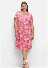 Große Größen Jerseykleid mit Alloverdruck und Taschen Gr. 46 rot bedruckt von sheego für Damen