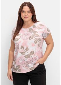 Große Größen Shirt mit glänzendem Blumendruck Gr. 54 rosa geblümt von sheego für Damen