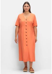 Große Größen Maxikleid im Leinen-Mix, mit Knopfleiste Gr. 46 orange von sheego für Damen