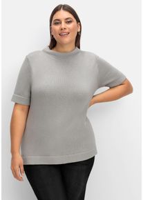 Große Größen Pullover mit Halbarm und Stehkragen Gr. 42 grau von sheego für Damen