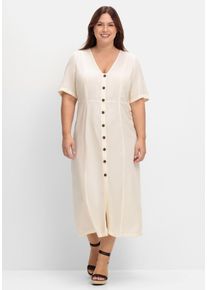 Große Größen Maxikleid im Leinen-Mix, mit Knopfleiste Gr. 50 beige von sheego für Damen