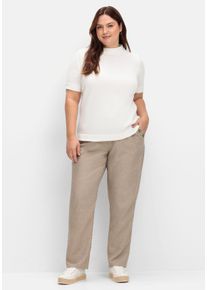 Große Größen Hose in Leinenoptik mit Dehnbund und Zierknöpfen Gr. 40 braun von sheego für Damen