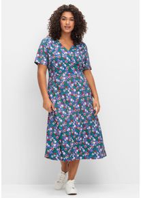 sheego by Joe Browns Große Größen Jerseykleid in Wickeloptik, mit floralem Druck Gr. 40 blau geblümt von sheego für Damen