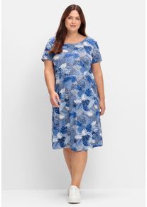 Große Größen Jerseykleid mit Alloverdruck und Taschen Gr. 40 blau bedruckt von sheego für Damen
