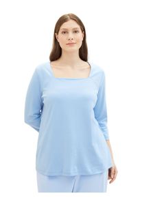 Tom Tailor Große Größen Shirt mit Karree-Ausschnitt und 3/4-Ärmeln Gr. 46 blau für Damen