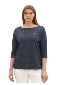 Tom Tailor Große Größen Ringelshirt mit U-Boot-Ausschnitt und 3/4-Arm Gr. 54 blau für Damen