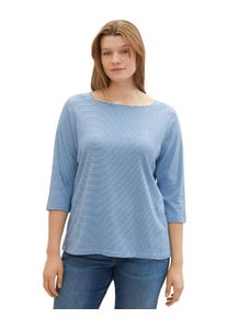 Tom Tailor Große Größen Ringelshirt mit U-Boot-Ausschnitt und 3/4-Arm Gr. 52 blau für Damen