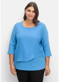Große Größen 3/4-Arm-Shirt in Layeroptik, im Materialmix Gr. 52 blau von sheego für Damen