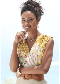 Lascana Shirttop mehrfarbig Gr. 32/34 für Damen. Mit V-Ausschnitt. Figurbetont. Nachhaltig.