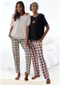 Vivance Dreams Pyjama (Packung, 4 tlg) im Doppelpack mit Karomuster, rosa|schwarz|weiß