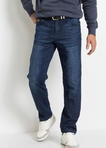 bonprix Classic-Fit-Jeans mit verst&auml;rktem Schritt Tapered, blau, Gr.50, Robuste Stretch-Jeans mit verst&auml;rktem Schritt in leichter Waschung, 98% Baumwolle