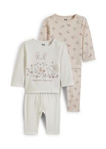 C&A Multipack 2er-Häschen-Baby-Pyjama-4 teilig