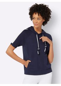 Kapuzenpullover Casual Looks "Pullover" Gr. 54, blau (marine, ecru) Damen Pullover Kapuzenpullover