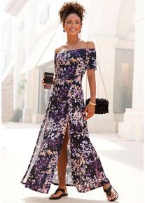 Vivance Maxikleid mehrfarbig Gr. 34 für Damen. Mit Carmenausschnitt. Figurbetont. Nachhaltig.