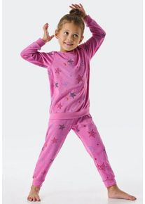 Schiesser Pyjama "Girls World" (2 tlg) mit gepunktetem Sternen-Allover im Weltraum-Look, rosa