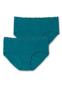 Große Größen Doppelpack Slips mit elastischer Spitzenkante Gr. 56/58 blau von sheego für Damen