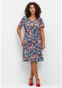 sheego by Joe Browns Große Größen Jerseykleid in Wickeloptik, mit Blumendruck Gr. 54 blau geblümt von sheego für Damen