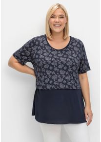 Große Größen Stillshirt in Lagenoptik, aus Viskosejersey Gr. 48/50 blau geblümt von sheego für Damen
