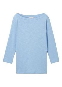 Tom Tailor Damen 3/4 Arm Shirt mit Bio-Baumwolle, blau, Uni, Gr. XXXL