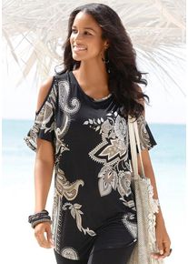 Lascana Longshirt mehrfarbig Gr. 32/34 für Damen. Rundhals und Allover-Druck. Figurumspielend