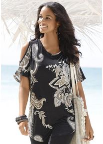 Lascana Longshirt mehrfarbig Gr. 32/34 für Damen. Rundhals und Allover-Druck. Figurumspielend